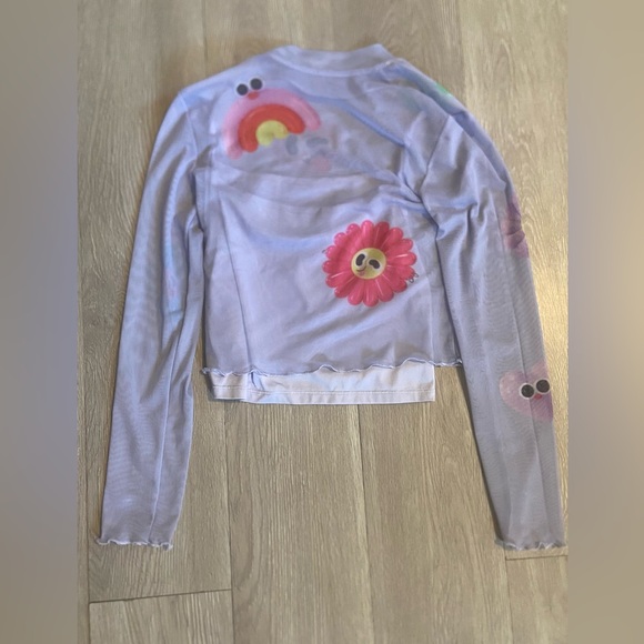 H&M periwinkle layered sheer mesh long sleeve girls size 10/12 - Picture 2 of 4